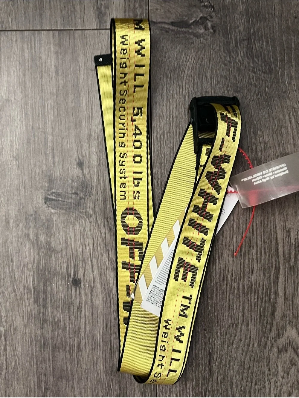 Off-White Yellow Industrial Webbing Belt with Black Trim